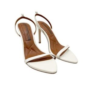 Kurt Geiger Women's Brixton Quilted Cushioned Stiletto Sandals Brown White EU 37